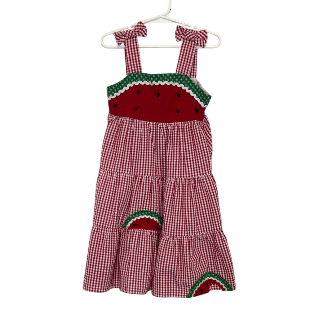 Rare Editions Red and White Gingham Watermelon Dress